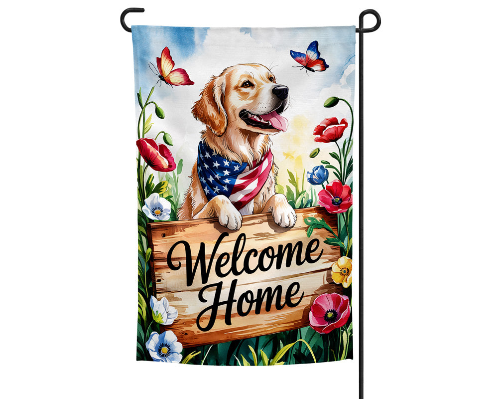 4th of July Dog Patriotic Welcome Garden Flag