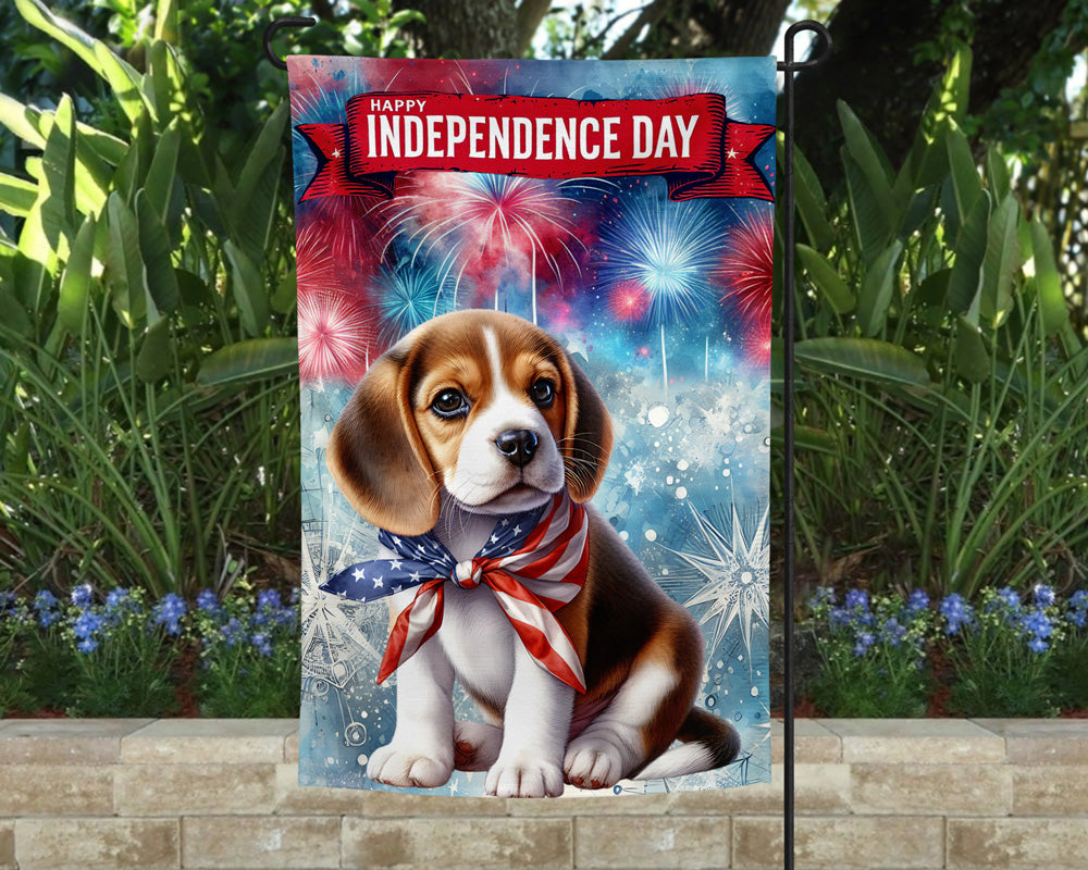 Beagle Patriotic Welcome Garden Flag