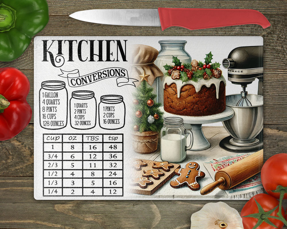 Kitchen Conversion Measurement Chart Cutting Board