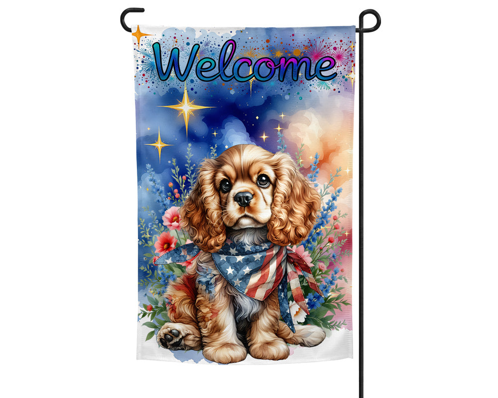 Cocker Spaniel Patriotic Welcome Garden Flag