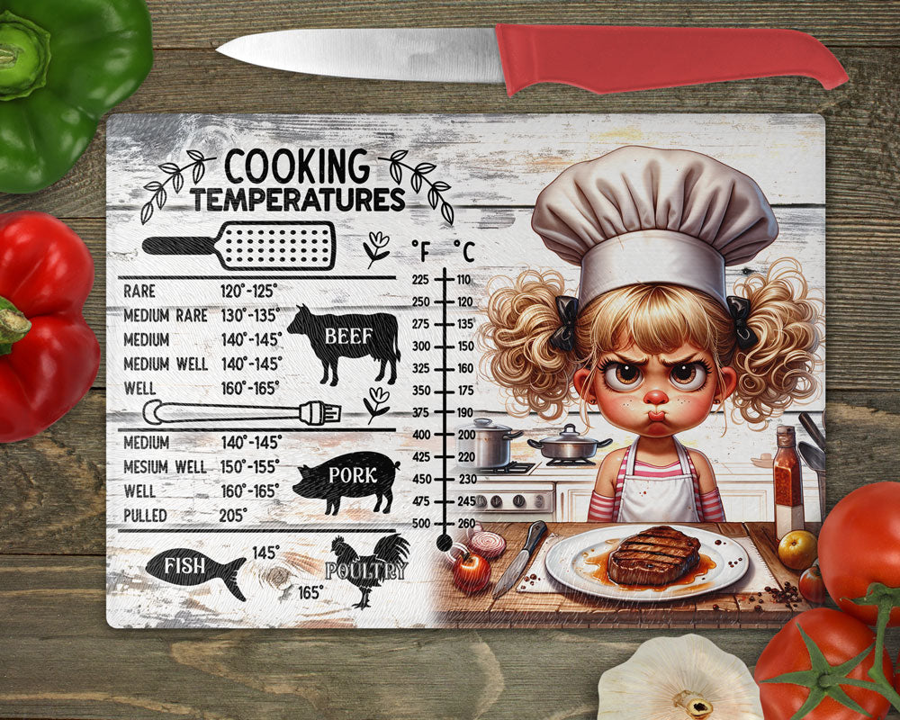 Meat Temperature Chart Cutting Board