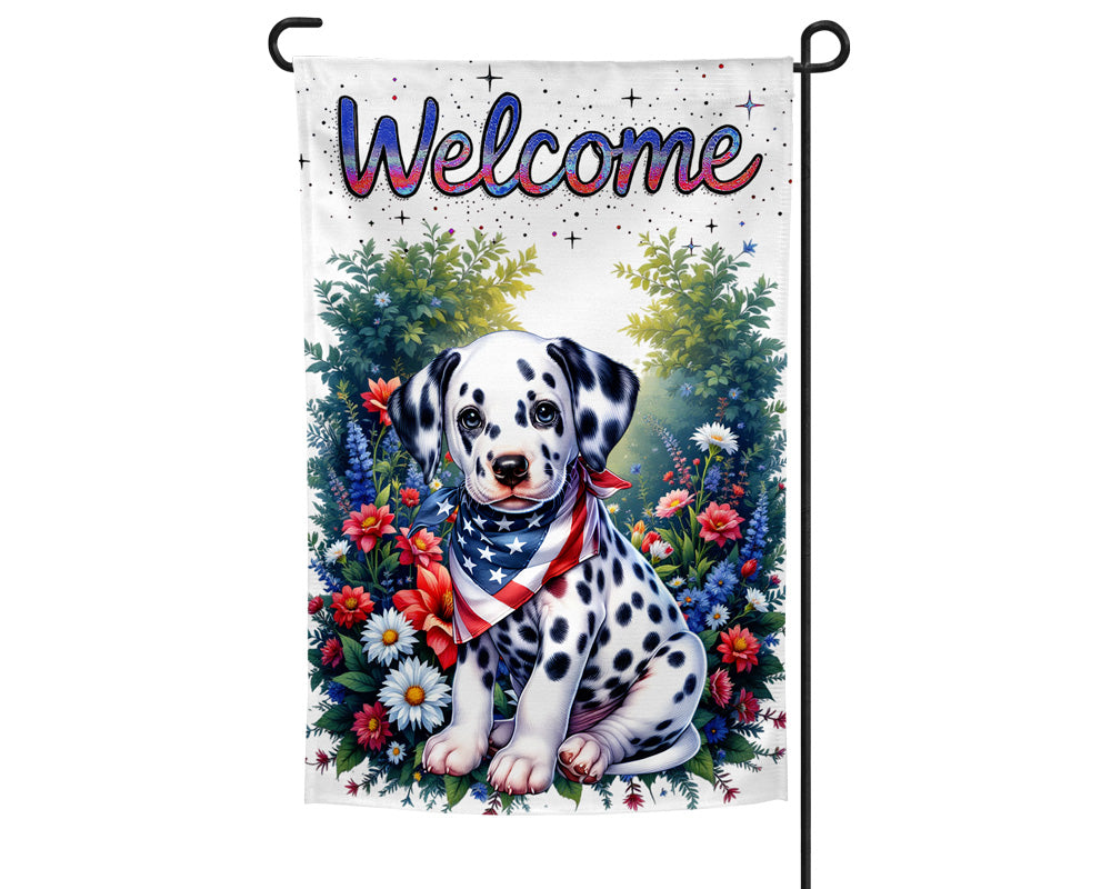 Dalmatian Patriotic Welcome Garden Flag