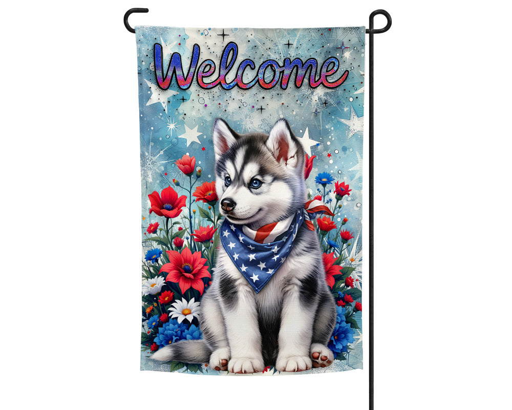 Husky Patriotic Welcome Garden Flag