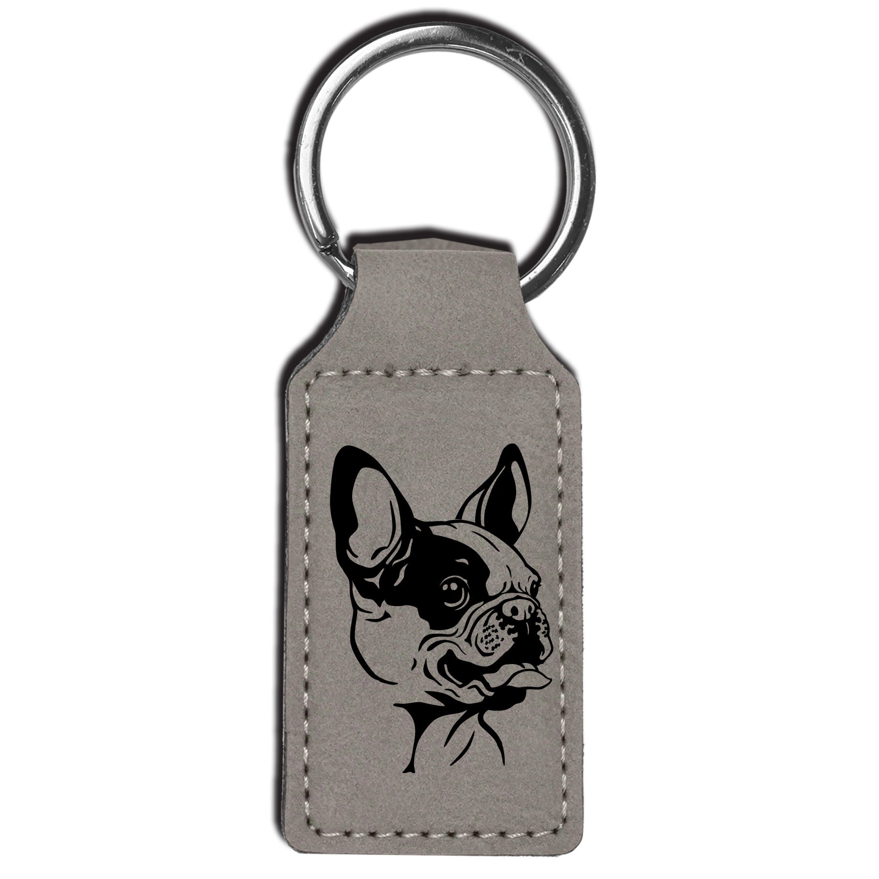 French Bulldog Leather Keychain