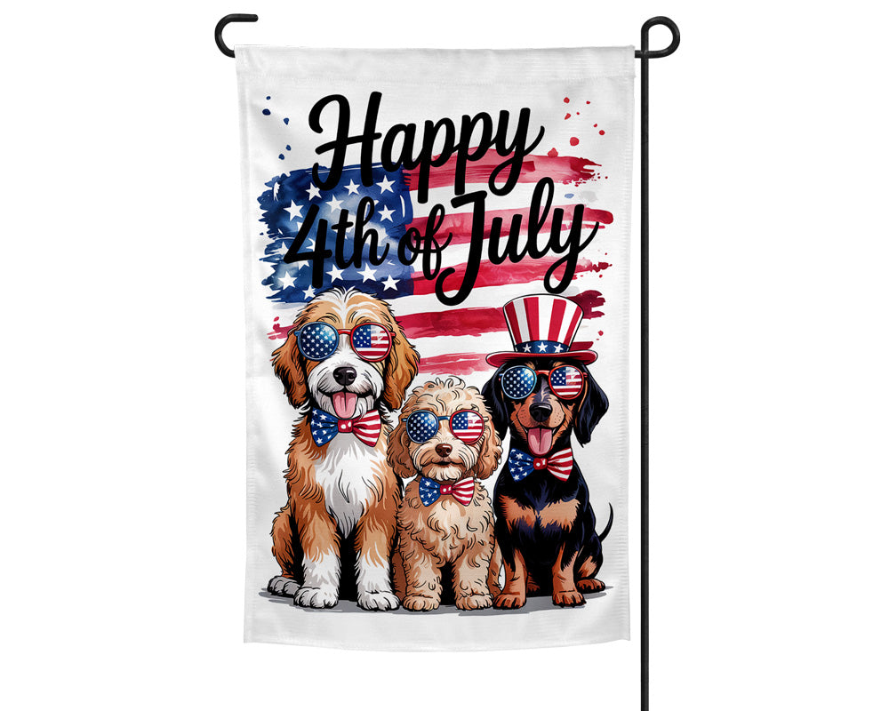 4th of July Patriotic Dog Garden Flag
