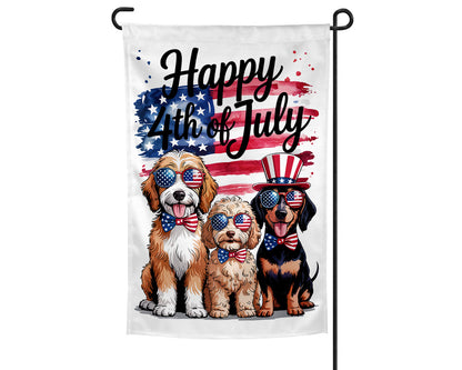 4th of July Patriotic Dog Garden Flag