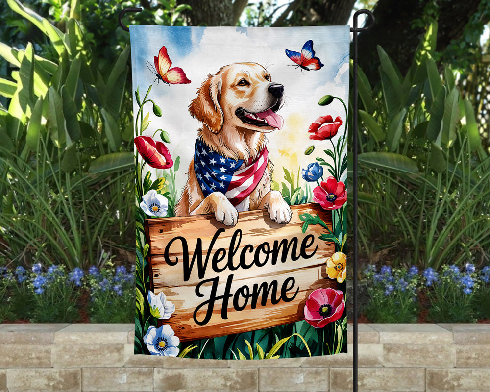 4th of July Dog Patriotic Welcome Garden Flag