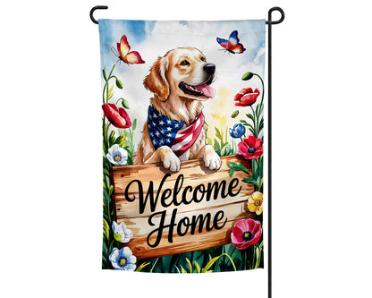 4th of July Dog Patriotic Welcome Garden Flag