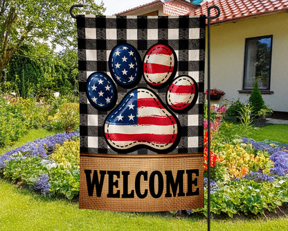 4TH of July Paw Print Garden Flag