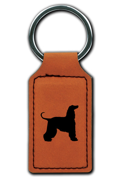 Afghan Dog Leatherette Key Chain