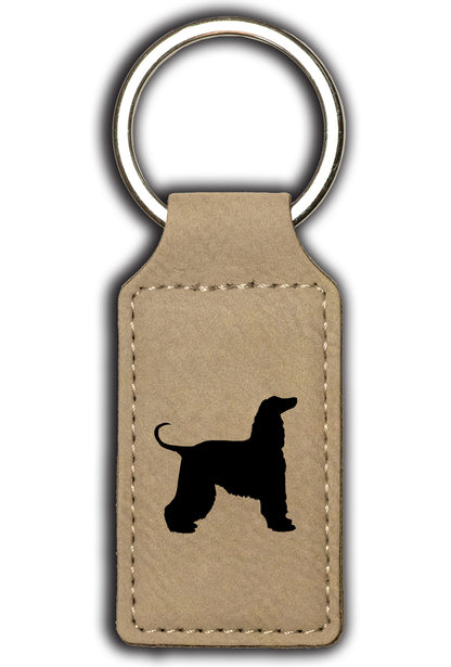 Afghan Dog Leatherette Key Chain