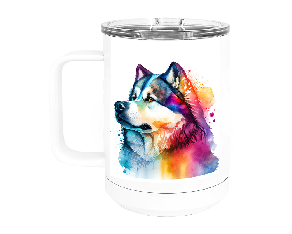 Alaskan Malamute 15 oz Stainless Steel, Double-Wall Vacuum Insulated Travel Coffee Mug