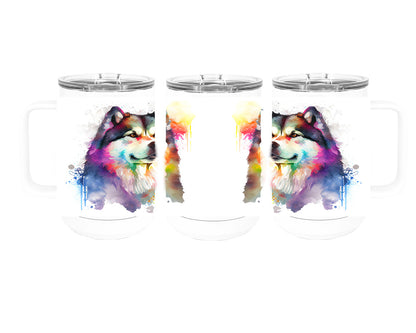 Alaskan Malamute 15 oz Stainless Steel, Double-Wall Vacuum Insulated Travel Coffee Mug