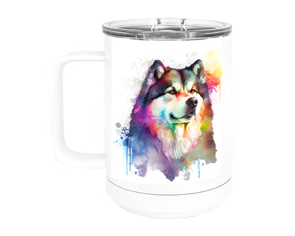 Alaskan Malamute 15 oz Stainless Steel, Double-Wall Vacuum Insulated Travel Coffee Mug