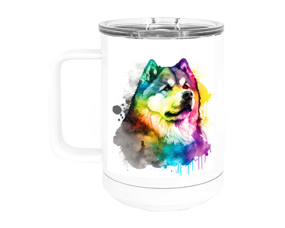 Alaskan Malamute 15 oz Stainless Steel, Double-Wall Vacuum Insulated Travel Coffee Mug