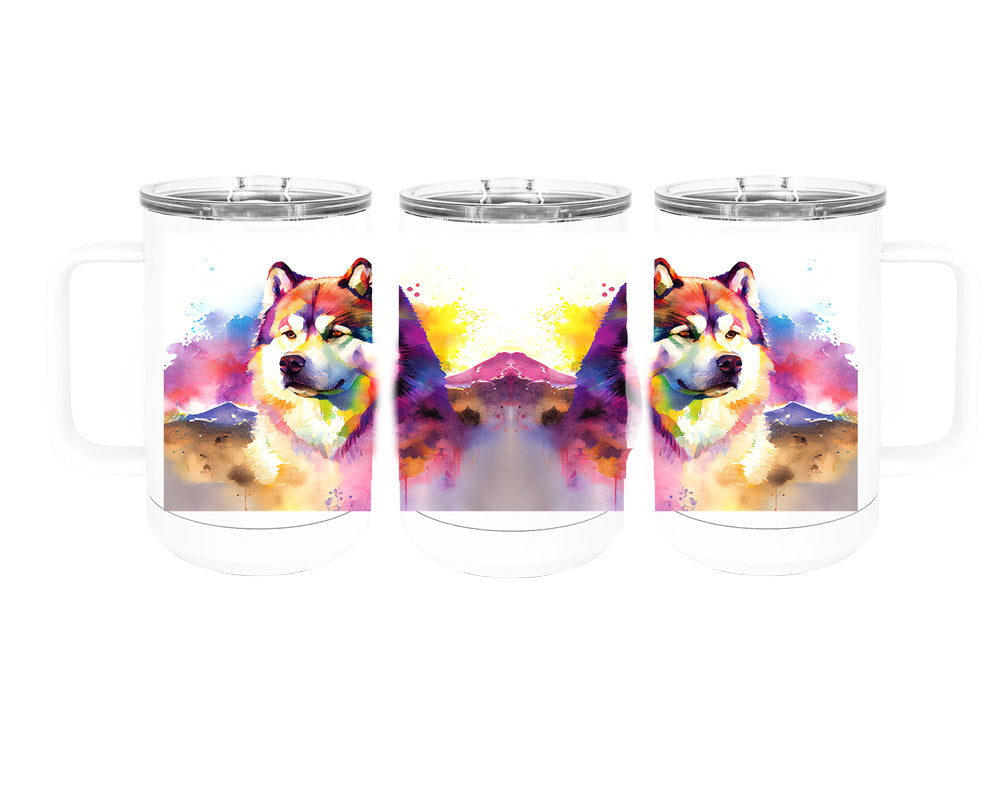 Alaskan Malamute 15 oz Stainless Steel, Double-Wall Vacuum Insulated Travel Coffee Mug