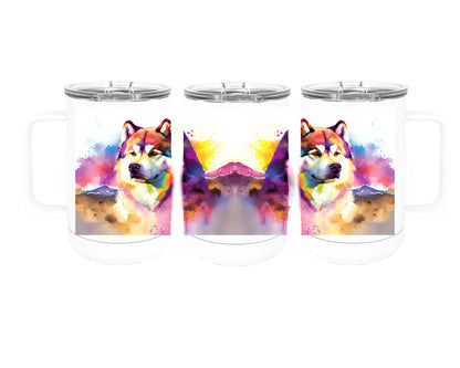 Alaskan Malamute 15 oz Stainless Steel, Double-Wall Vacuum Insulated Travel Coffee Mug