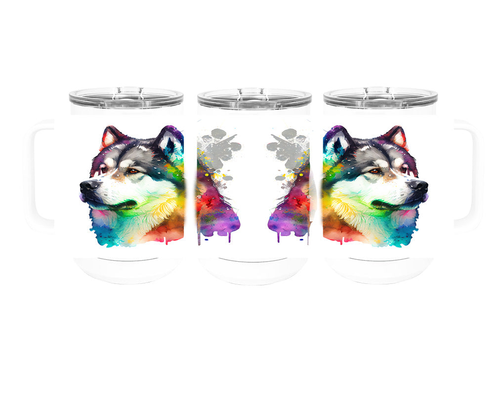 Alaskan Malamute 15 oz Stainless Steel, Double-Wall Vacuum Insulated Travel Coffee Mug