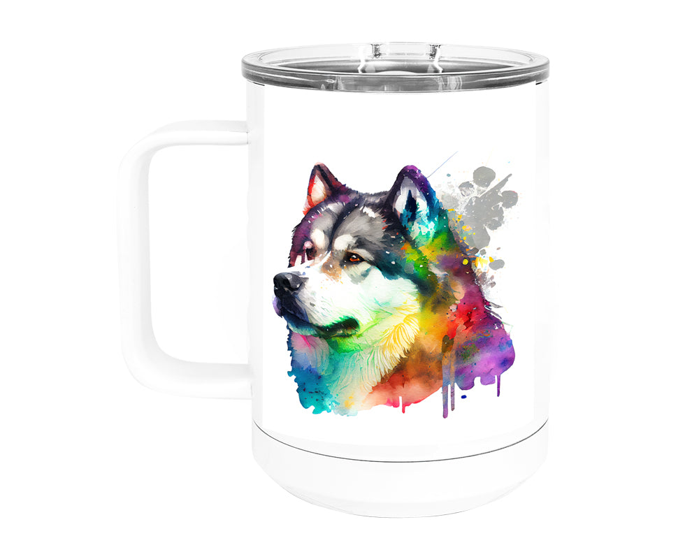 Alaskan Malamute 15 oz Stainless Steel, Double-Wall Vacuum Insulated Travel Coffee Mug