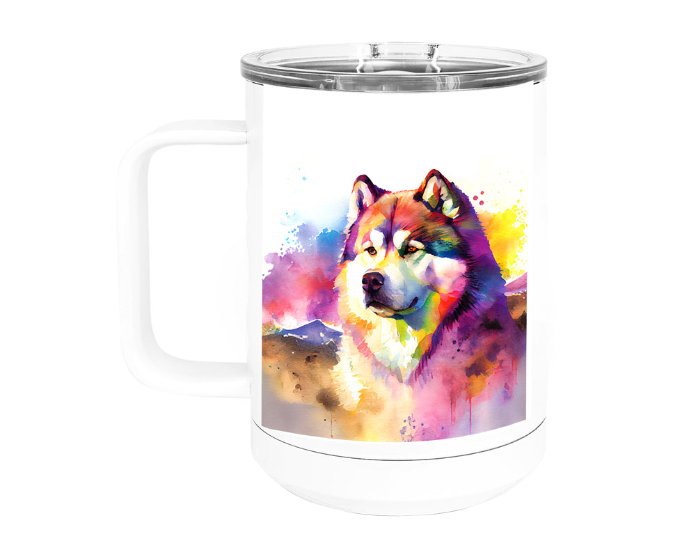 Alaskan Malamute 15 oz Stainless Steel, Double-Wall Vacuum Insulated Travel Coffee Mug