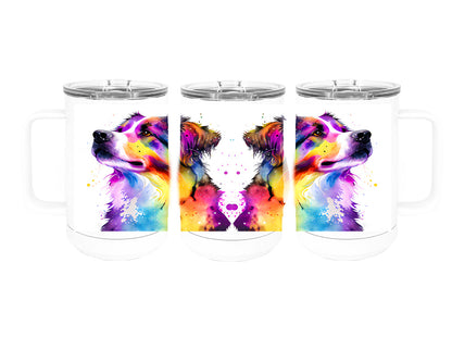 Australian Shepherd 15 oz Stainless Steel, Double-Wall Vacuum Insulated Travel Coffee Mug