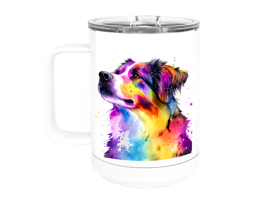 Australian Shepherd 15 oz Stainless Steel, Double-Wall Vacuum Insulated Travel Coffee Mug