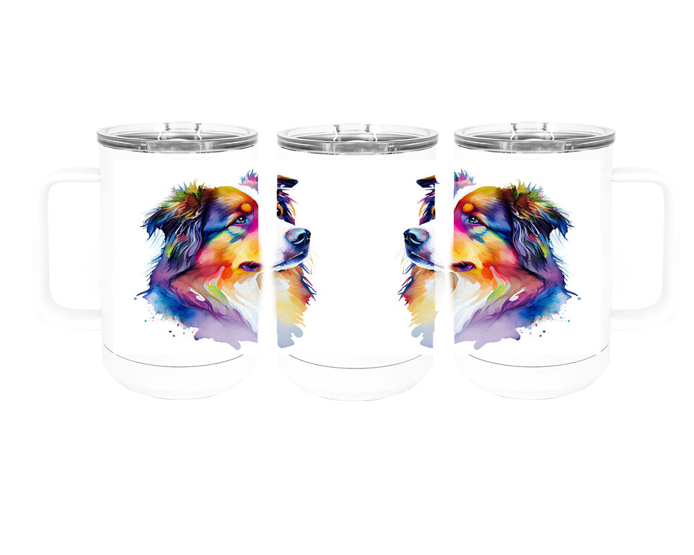 Australian Shepherd 15 oz Stainless Steel, Double-Wall Vacuum Insulated Travel Coffee Mug