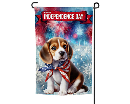 Beagle Patriotic  Welcome Garden Flag