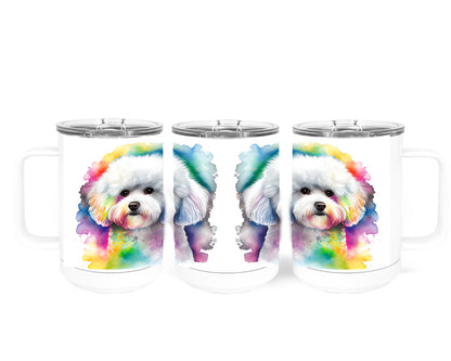Bichon Frise 15 oz Stainless Steel, Double-Wall Vacuum Insulated Travel Coffee Mug
