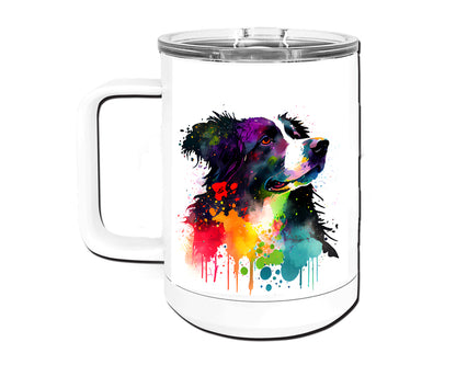 Border Collie 15 oz Stainless Steel, Double-Wall Vacuum Insulated Travel Coffee Mug