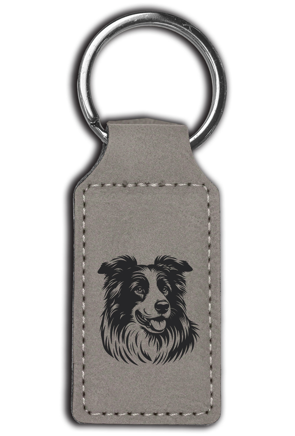 Border Collie Leatherette Key Chain