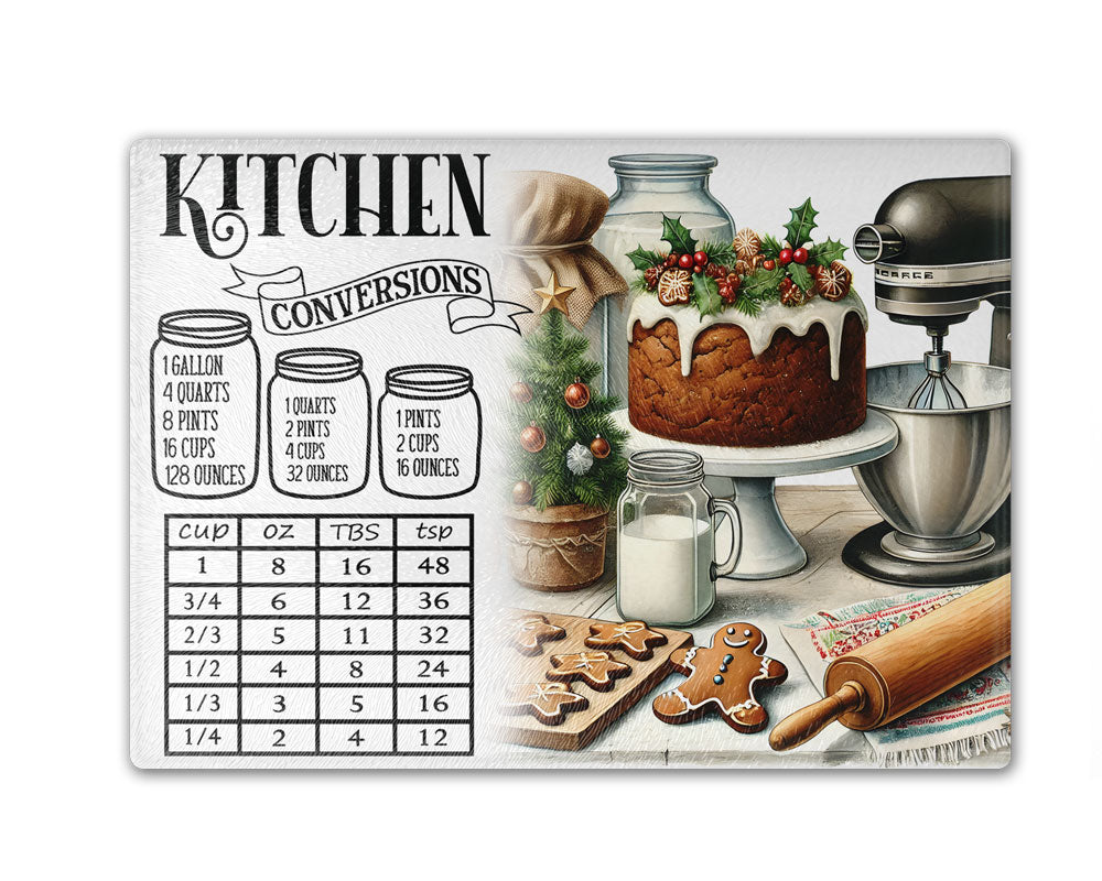 Kitchen Conversion Measurement Chart Cutting Board