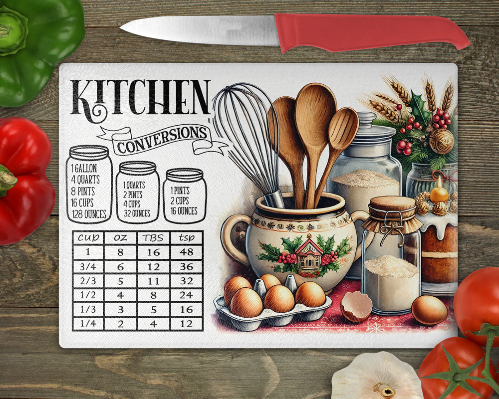 Kitchen Conversion Measurement Chart Cutting Board