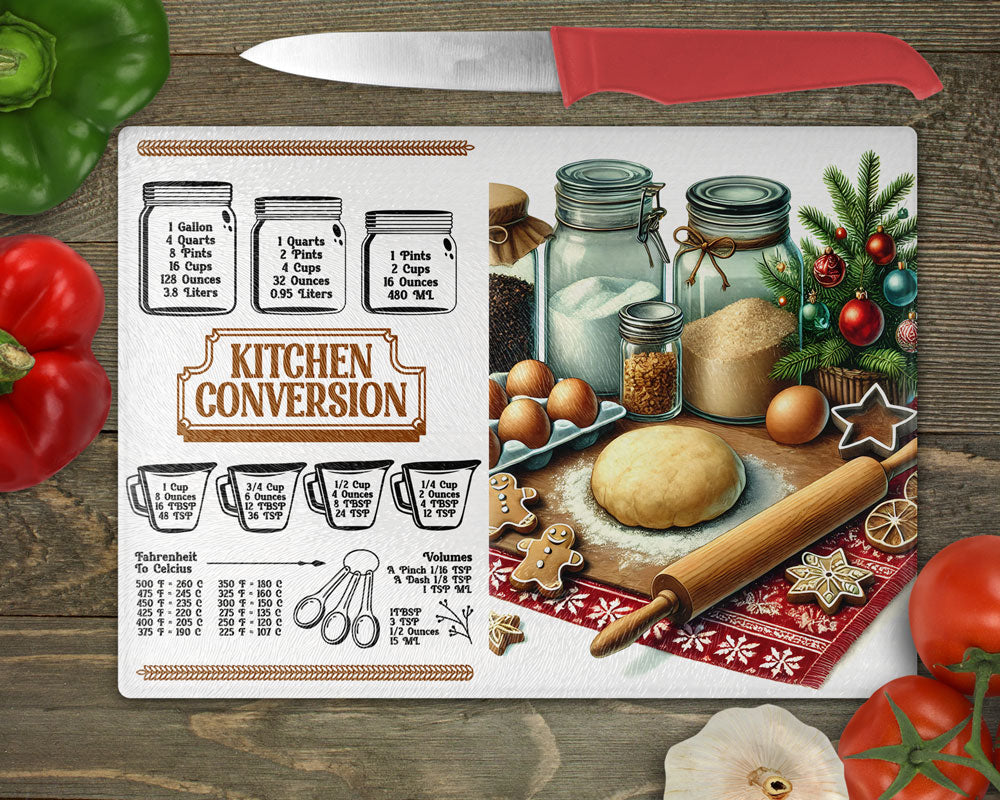 Kitchen Conversion Measurement Chart Cutting Board