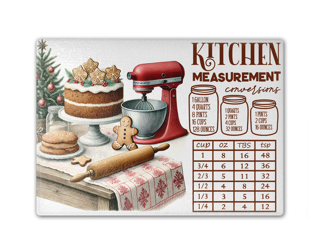 Kitchen Conversion Measurement Chart Cutting Board