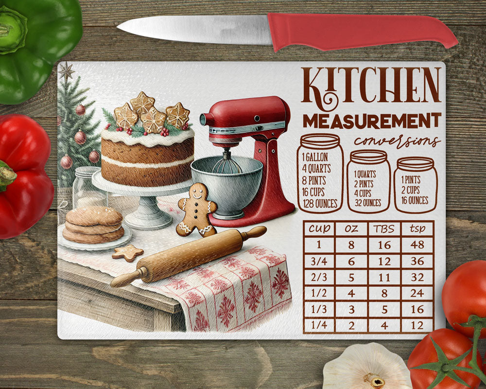 Kitchen Conversion Measurement Chart Cutting Board