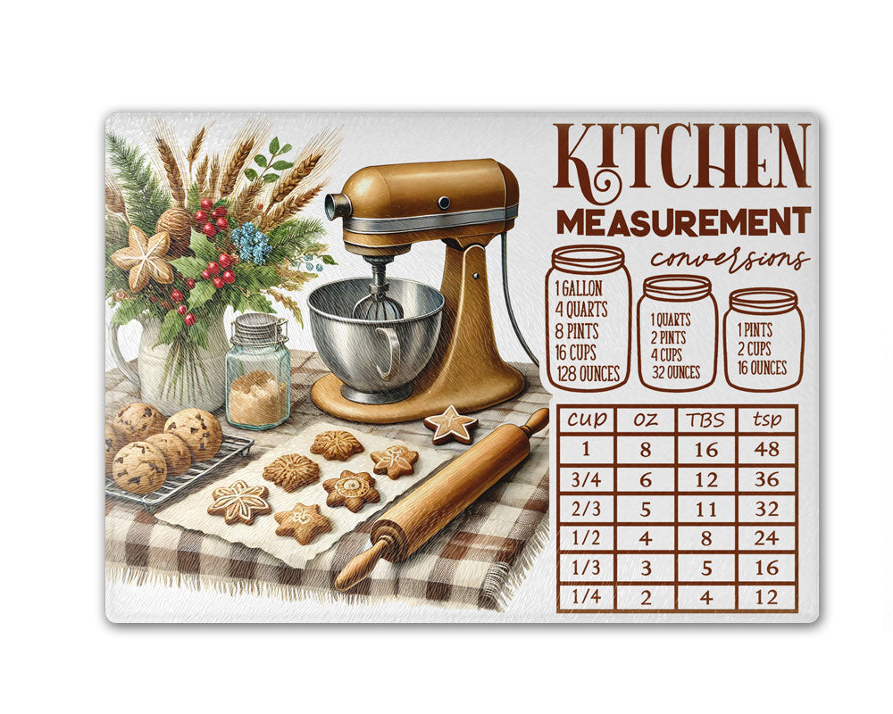 Kitchen Conversion Measurement Chart Cutting Board