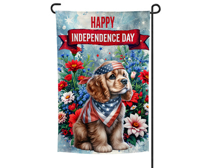 Cocker Spaniel Patriotic Welcome Garden Flag