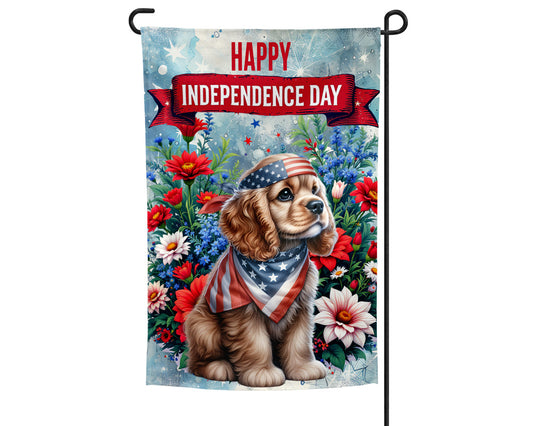 Cocker Spaniel Patriotic Welcome Garden Flag