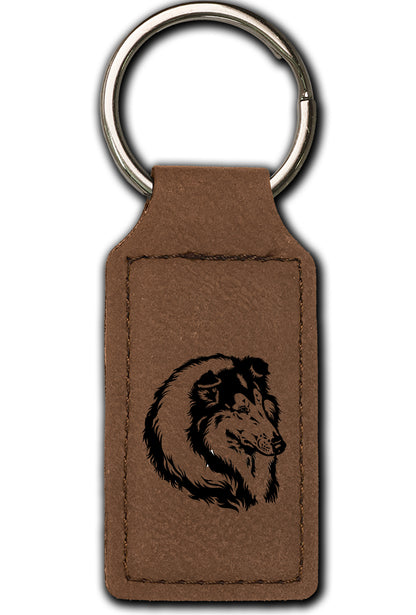 Collie Leatherette Key Chain