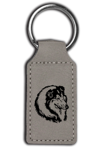 Collie Leatherette Key Chain