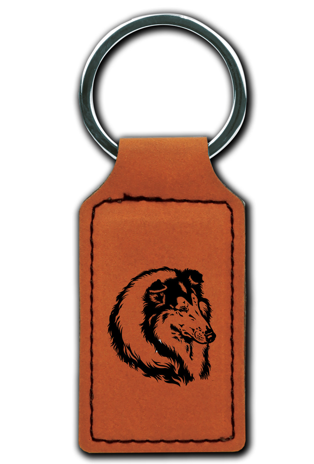 Collie Leatherette Key Chain