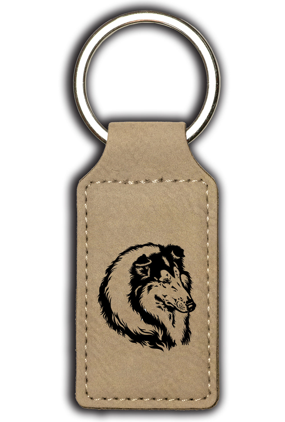 Collie Leatherette Key Chain