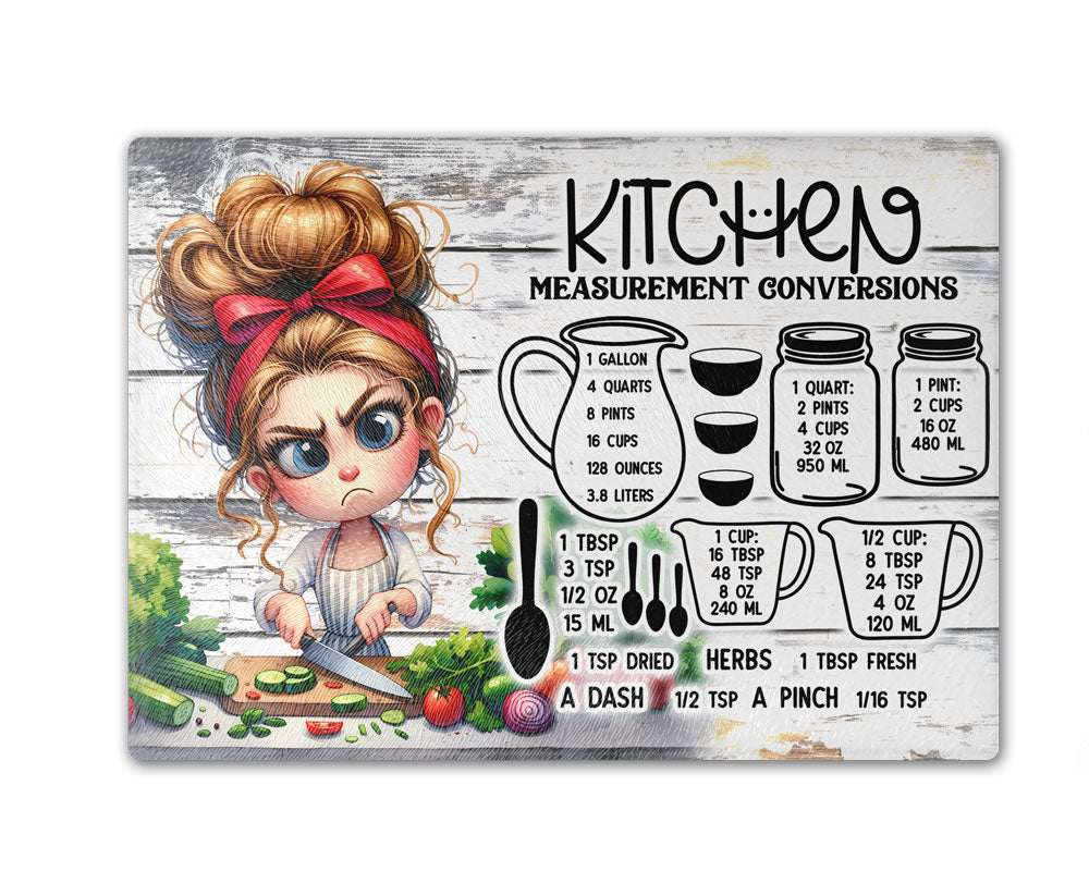 Kitchen Conversion Measurement Chart Cutting Board