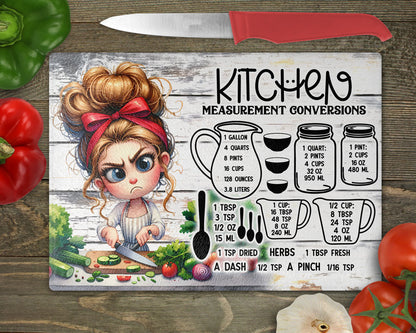 Kitchen Conversion Measurement Chart Cutting Board