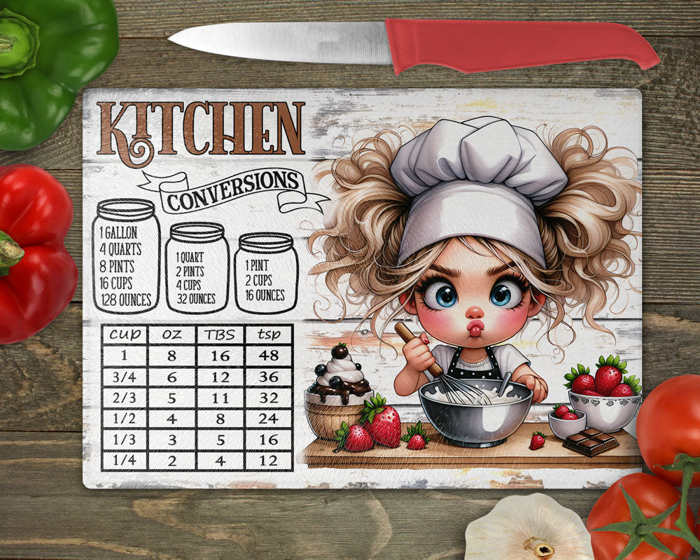 Kitchen Conversion Measurement Chart Cutting Board