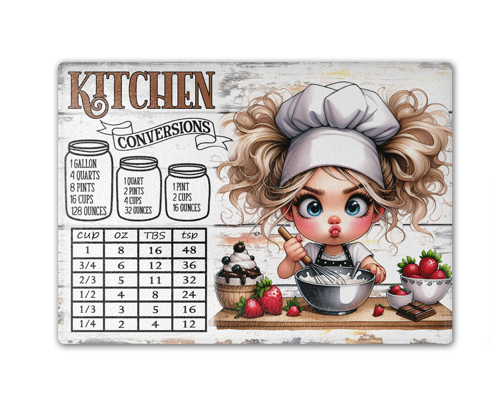 Kitchen Conversion Measurement Chart Cutting Board