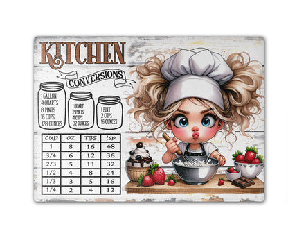 Kitchen Conversion Measurement Chart Cutting Board