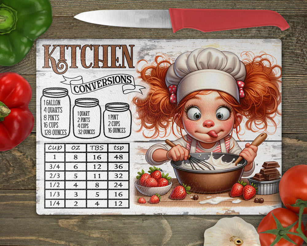 Kitchen Conversion Measurement Chart Cutting Board