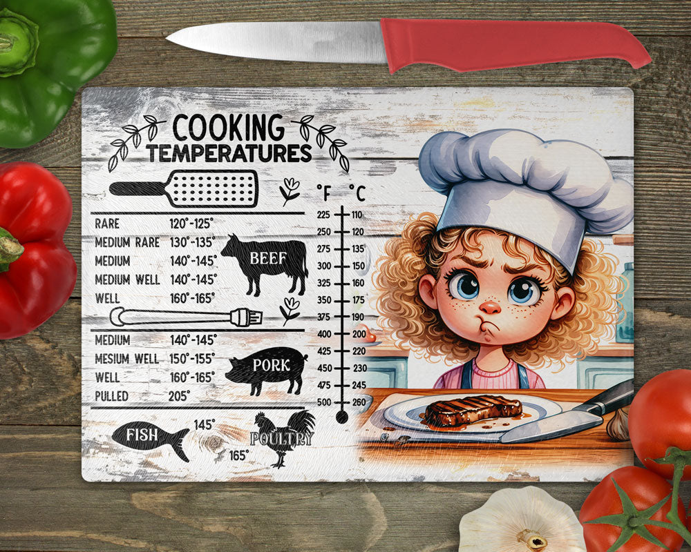 Meat Temperature Chart Cutting Board